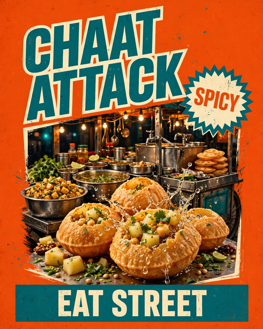 Chaat Attack poster template